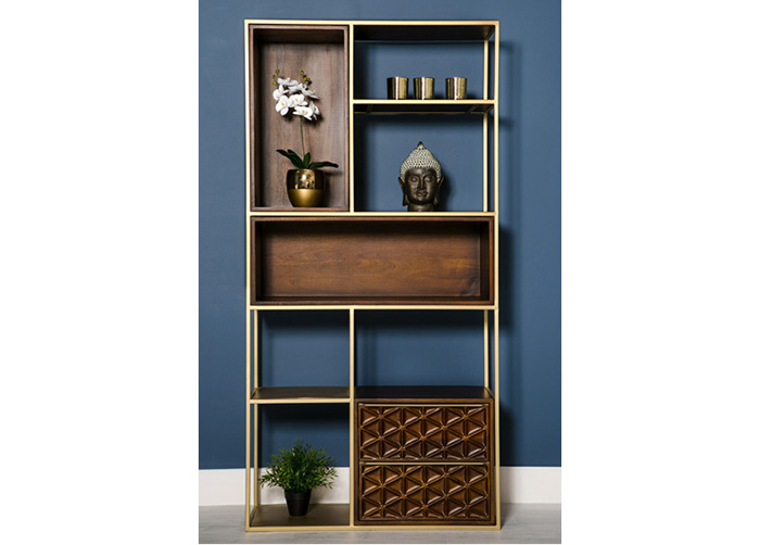 Ivy Dark Stained Mango Wood Bookcase - Click Image to Close